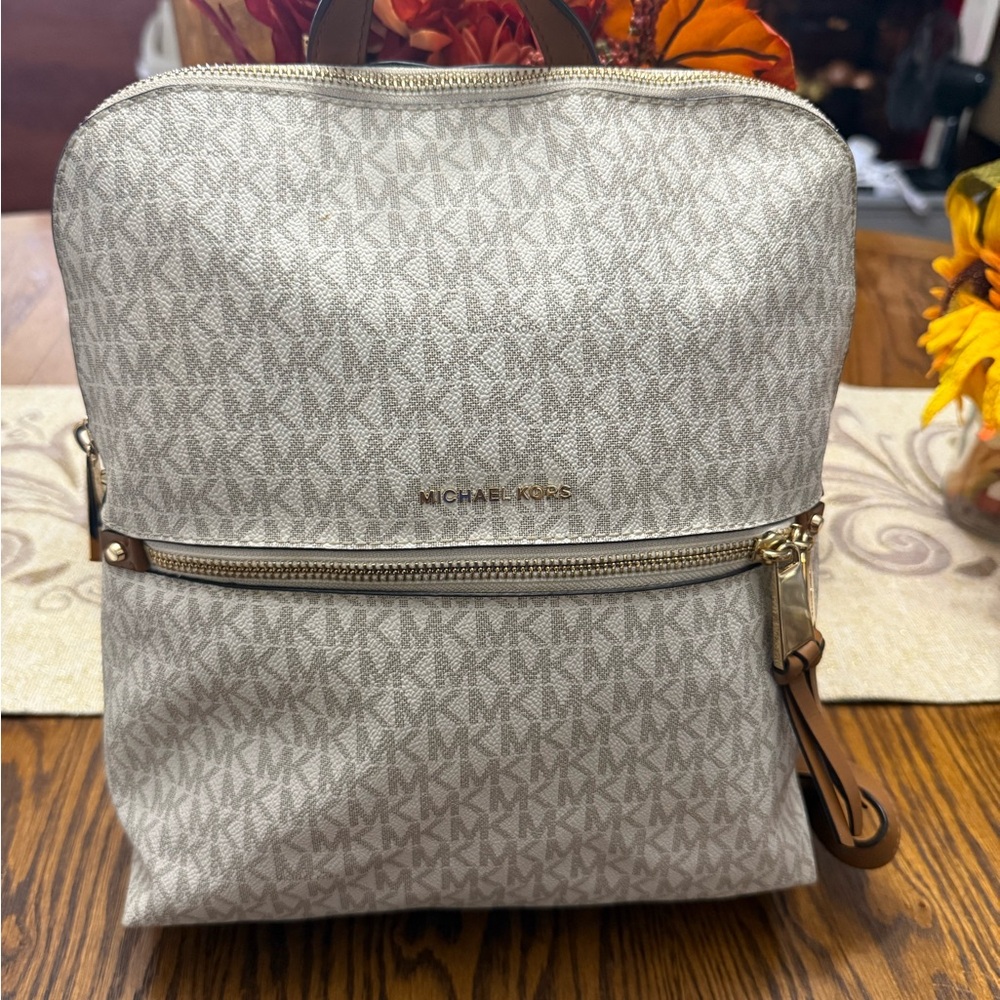 Michael Kors Beige Monogram Backpack